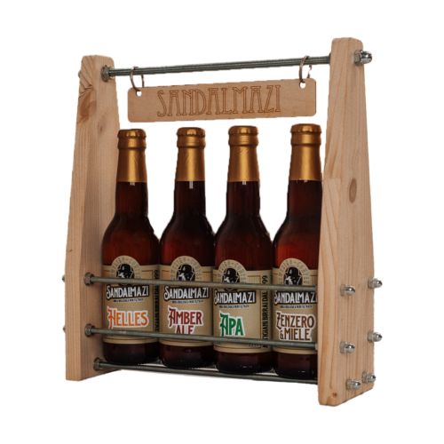 Cestello in legno 4 bottiglie (33 cl)