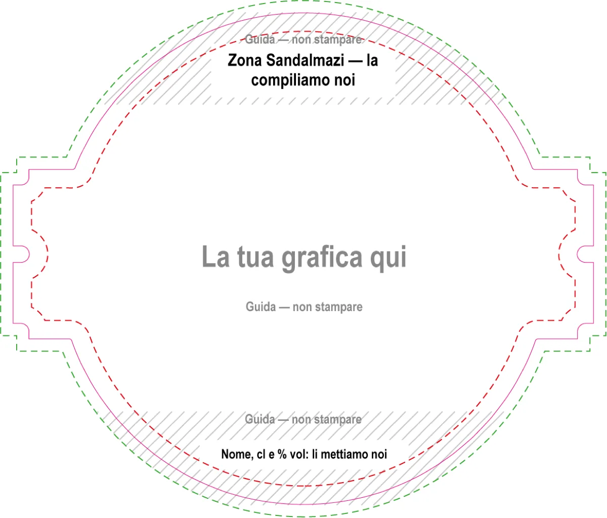 Anteprima del template etichetta medaglione 75 cl 95 × 80 mm